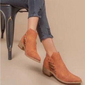 Mi.iM Perforated Leather Ankle Booties – Cognac – Women’s
